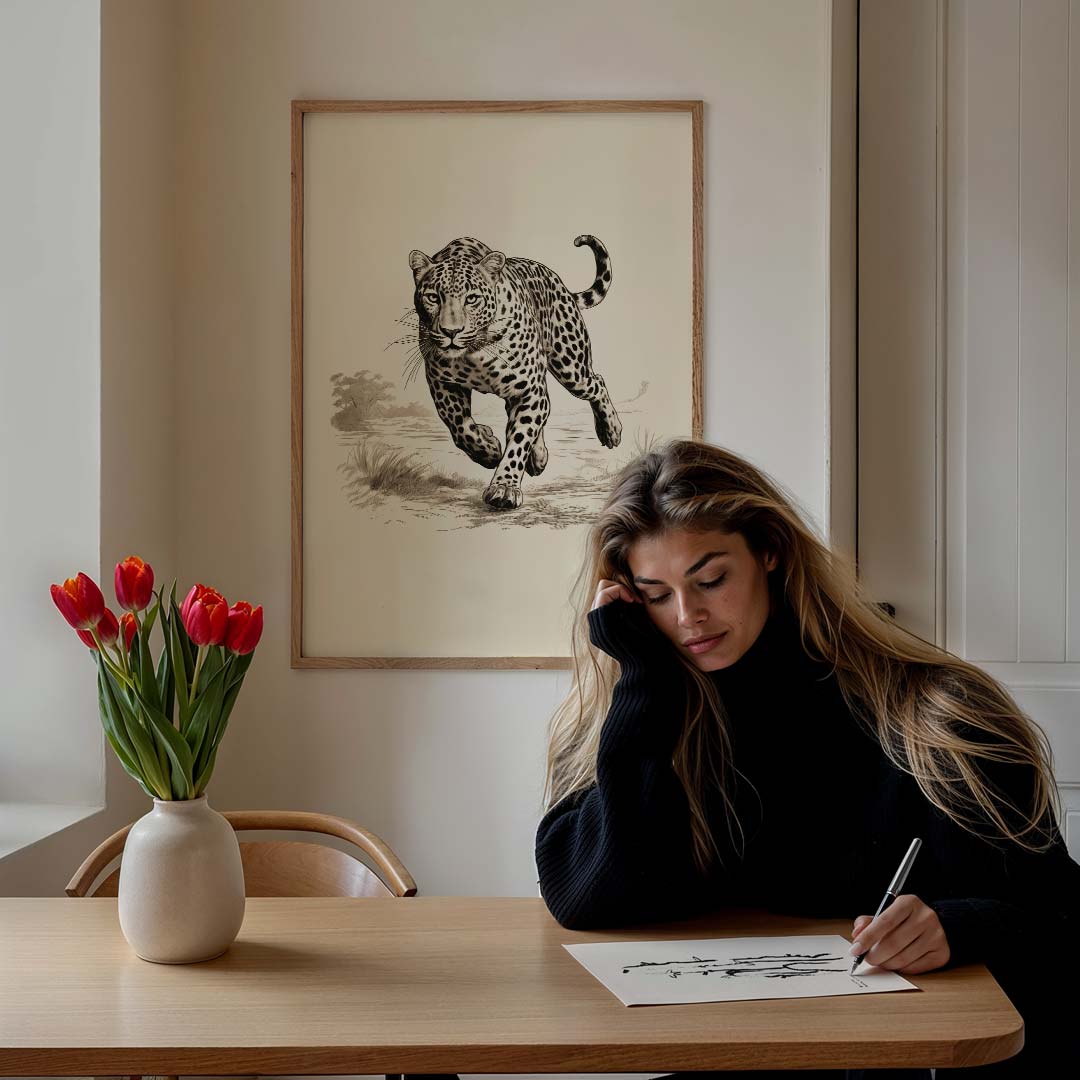 Wilde Luipaard – staande muurposter met dierenthema