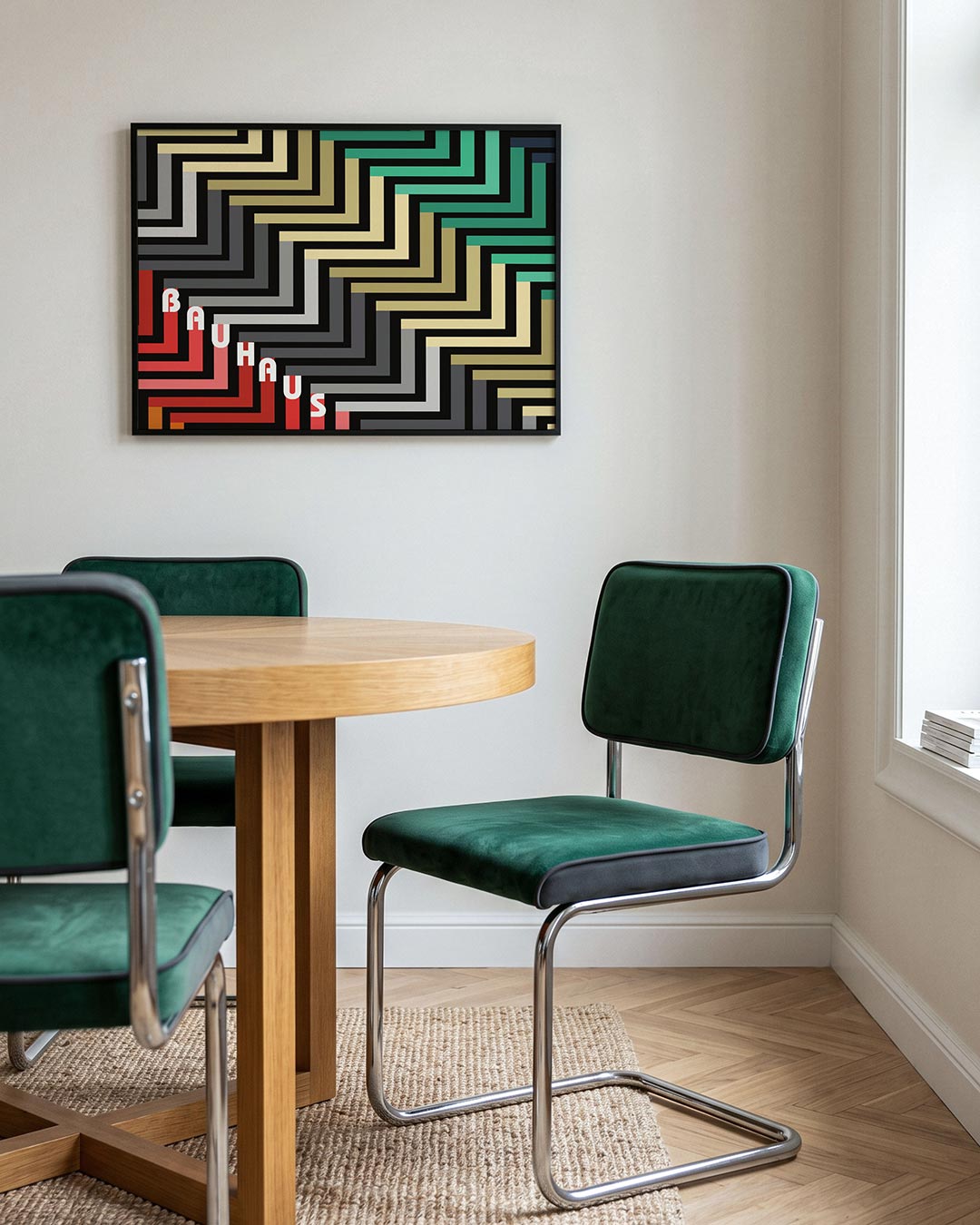 Vormritme en kleur – liggende Bauhaus poster voor aan de muur