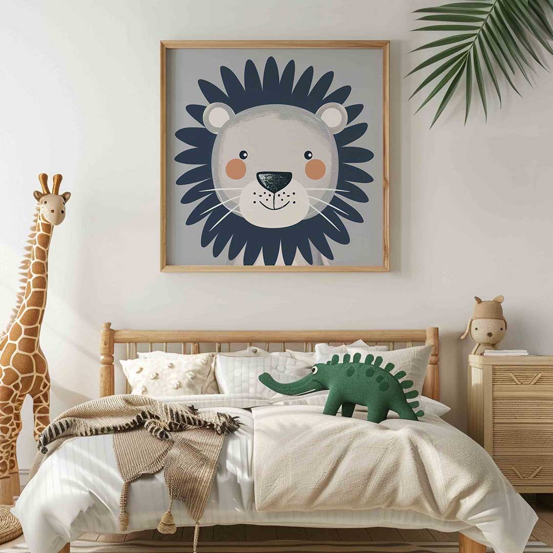 Leeuw met manen – vierkante kinderkamer wanddecoratie van WallArtistic