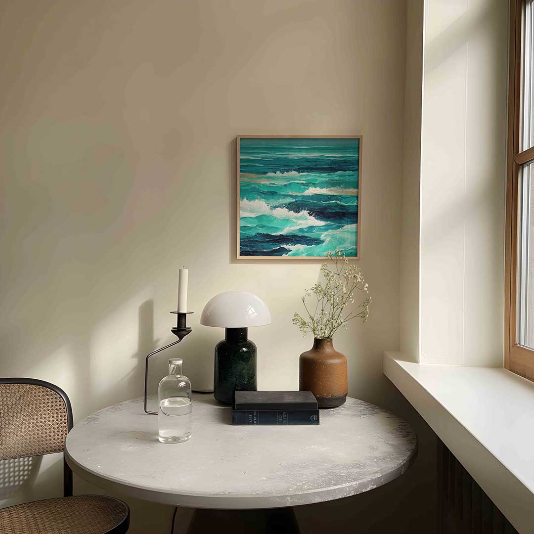 Golvende zee – abstracte poster in vierkant formaat