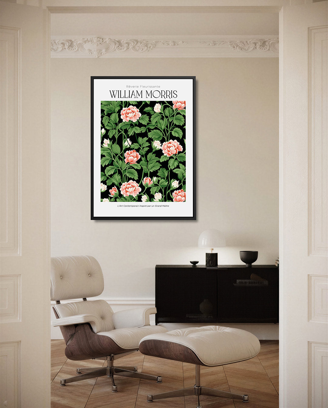 Bloemenpatroon met bladeren – moderne staande wandkunst