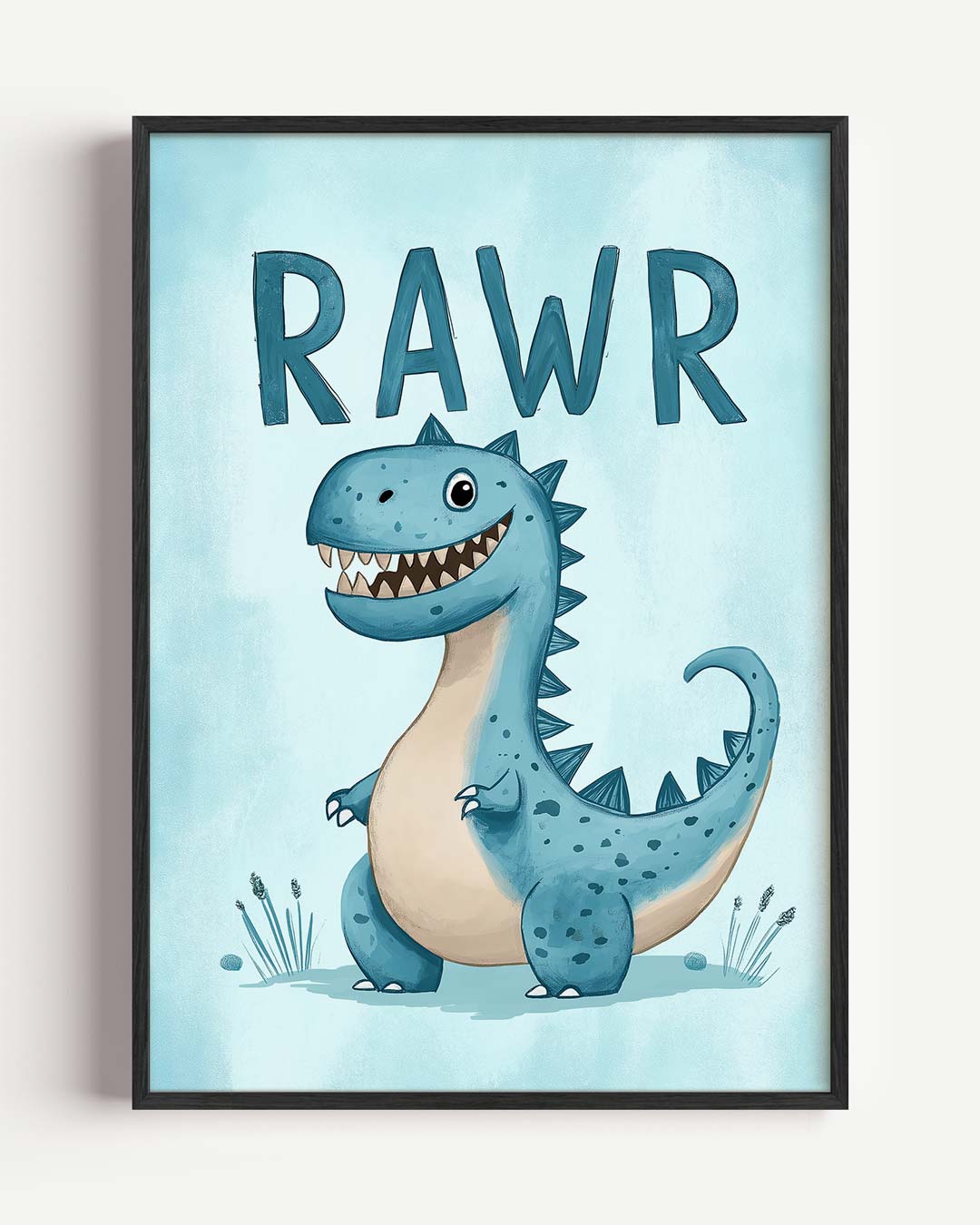 Schattige Dino "Rawr" – kids portret poster als wanddecoratie