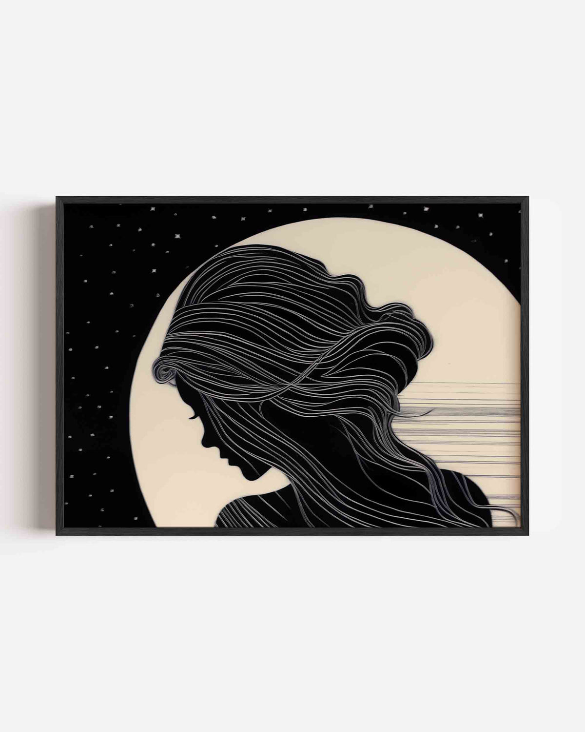 Silhouet van vrouw – hedendaagse illustratie poster in landscape formaat