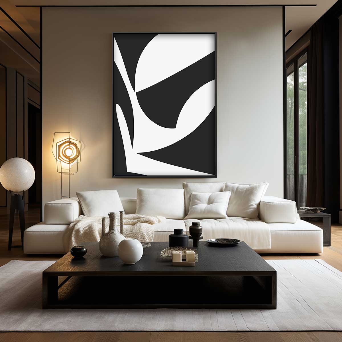 Abstracte Zwart-Witte Compositie – modern portret kunstwerk van WallArtistic