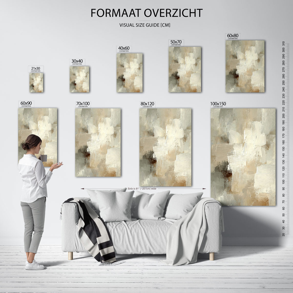 Abstracte beige textuur – staande muurposter met abstracte texturen