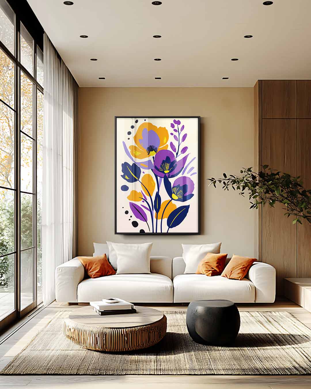 Levendige Bloemenpracht – kunstwerk met zwarte baklijst