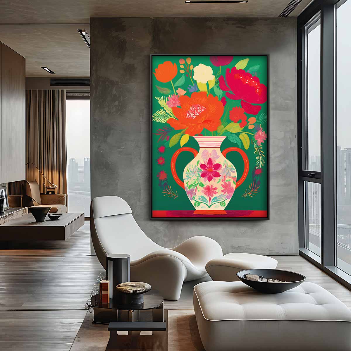 Bloemrijk Binnentuin – canvas kunstwerk als wanddecoratie