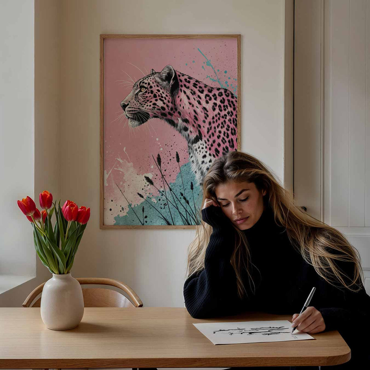 Stijlvolle Panterkunst – staande dieren wanddecoratie van WallArtistic