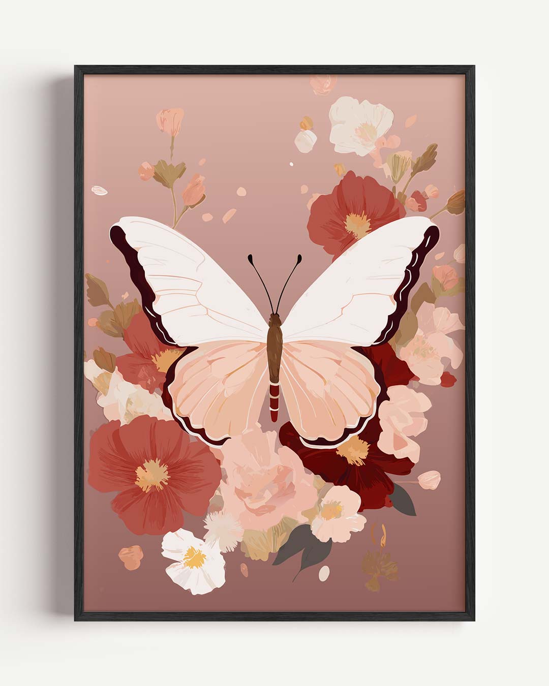 Elegante Vlinderbloemen – zomer portret poster als wanddecoratie