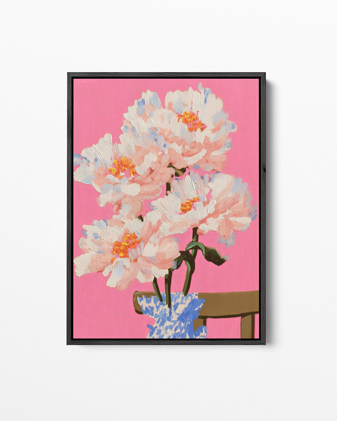 Bloemen op roze achtergrond – Roze – staand wanddecoratie kunstwerk
