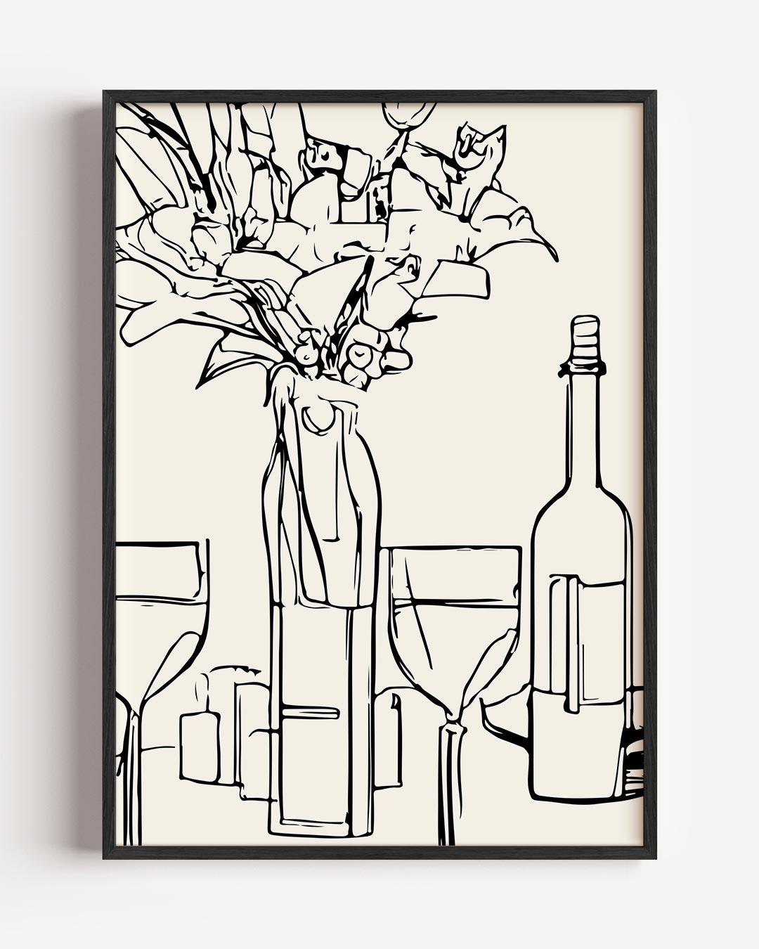 Elegante Bloemen Silhouet – keuken portret poster als wanddecoratie