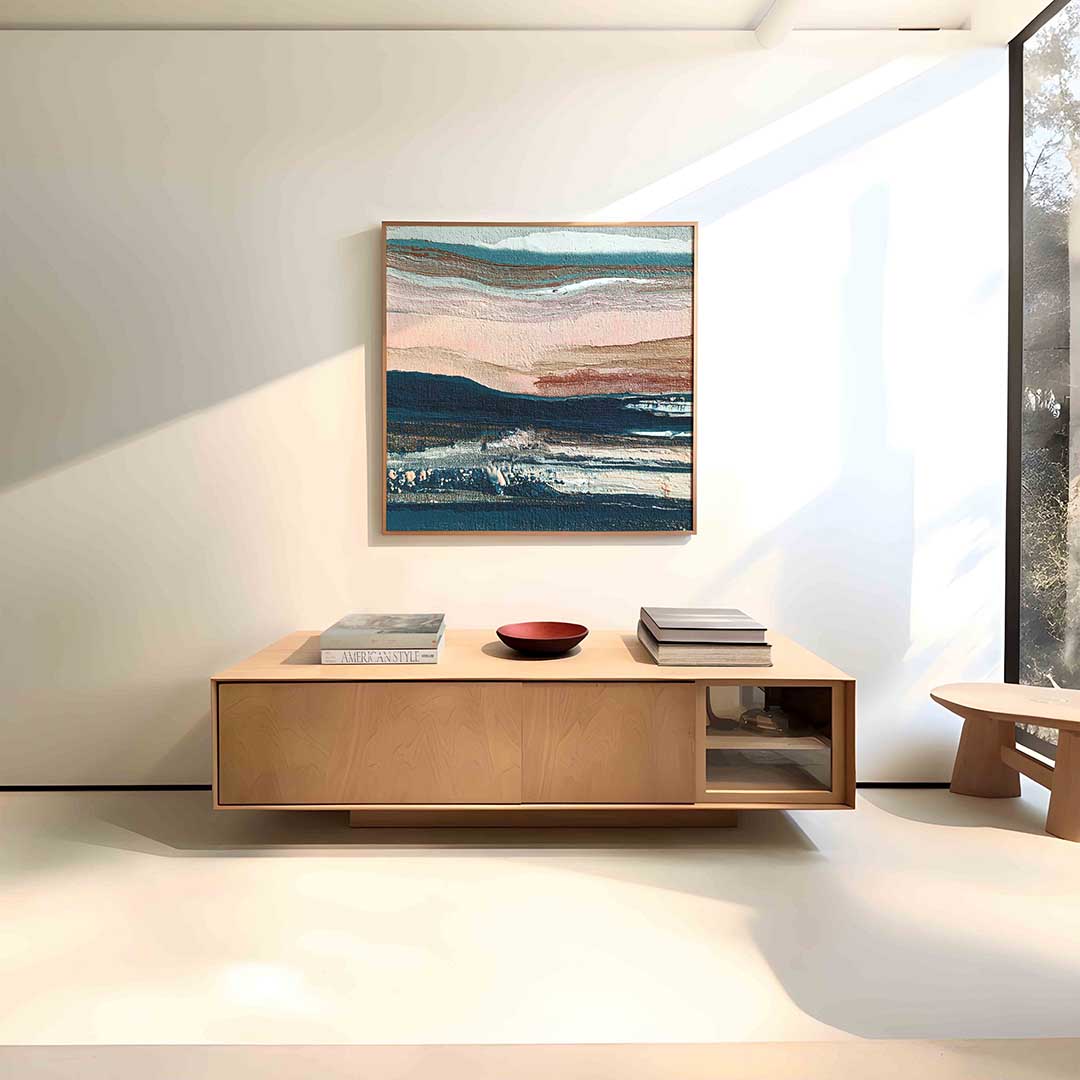 Abstracte landschapsweergave – vierkante abstracte wanddecoratie van WallArtistic