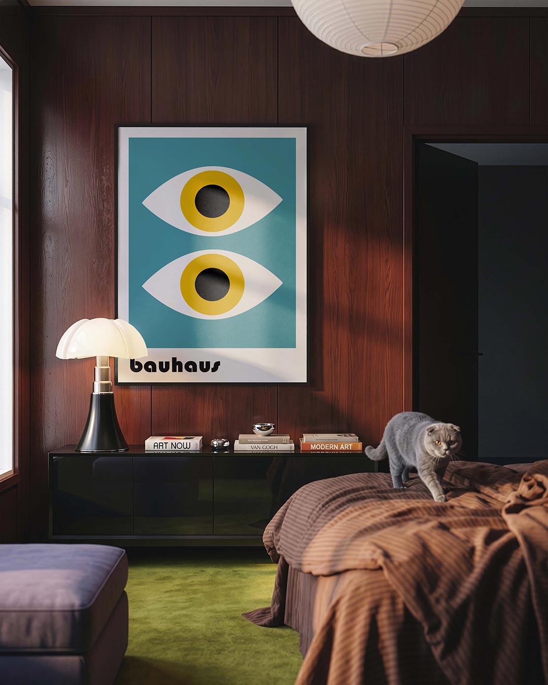 Oogvormen ritme – geometrische Bauhaus poster in staand formaat