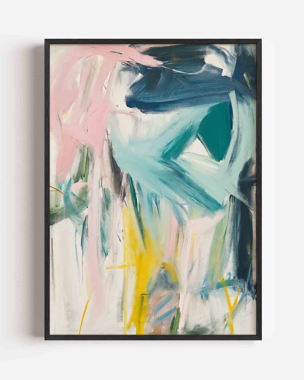 Abstracte penseelstreken – Kunst & Design poster als staande wanddecoratie