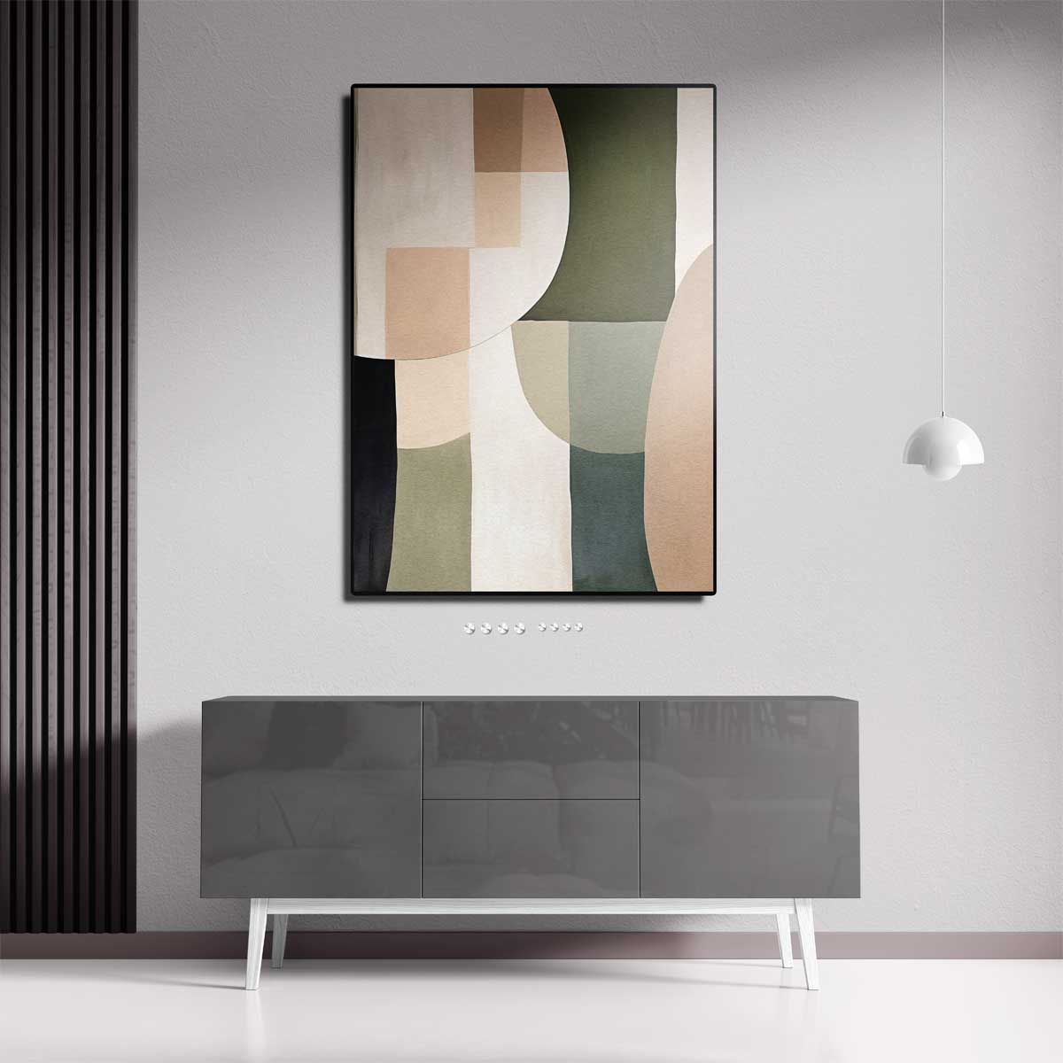 Harmonische Abstractie in Aardetinten – canvas wanddecoratie in portret formaat
