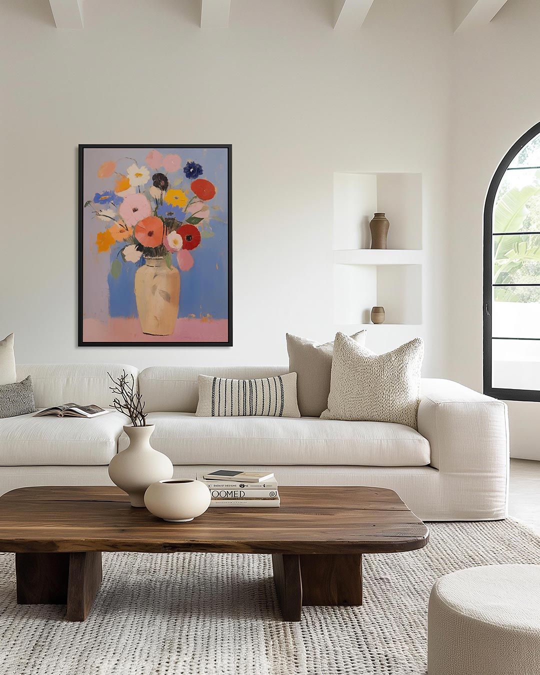 Bloemen in vaas – moderne staande wandkunst