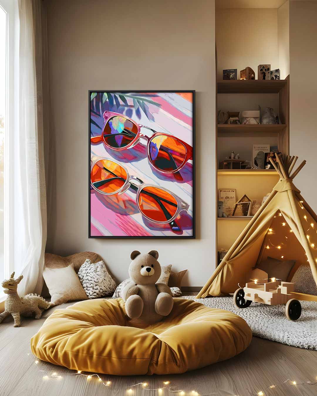 Zonovergoten Zonnebrillen – modern portret kunstwerk van WallArtistic
