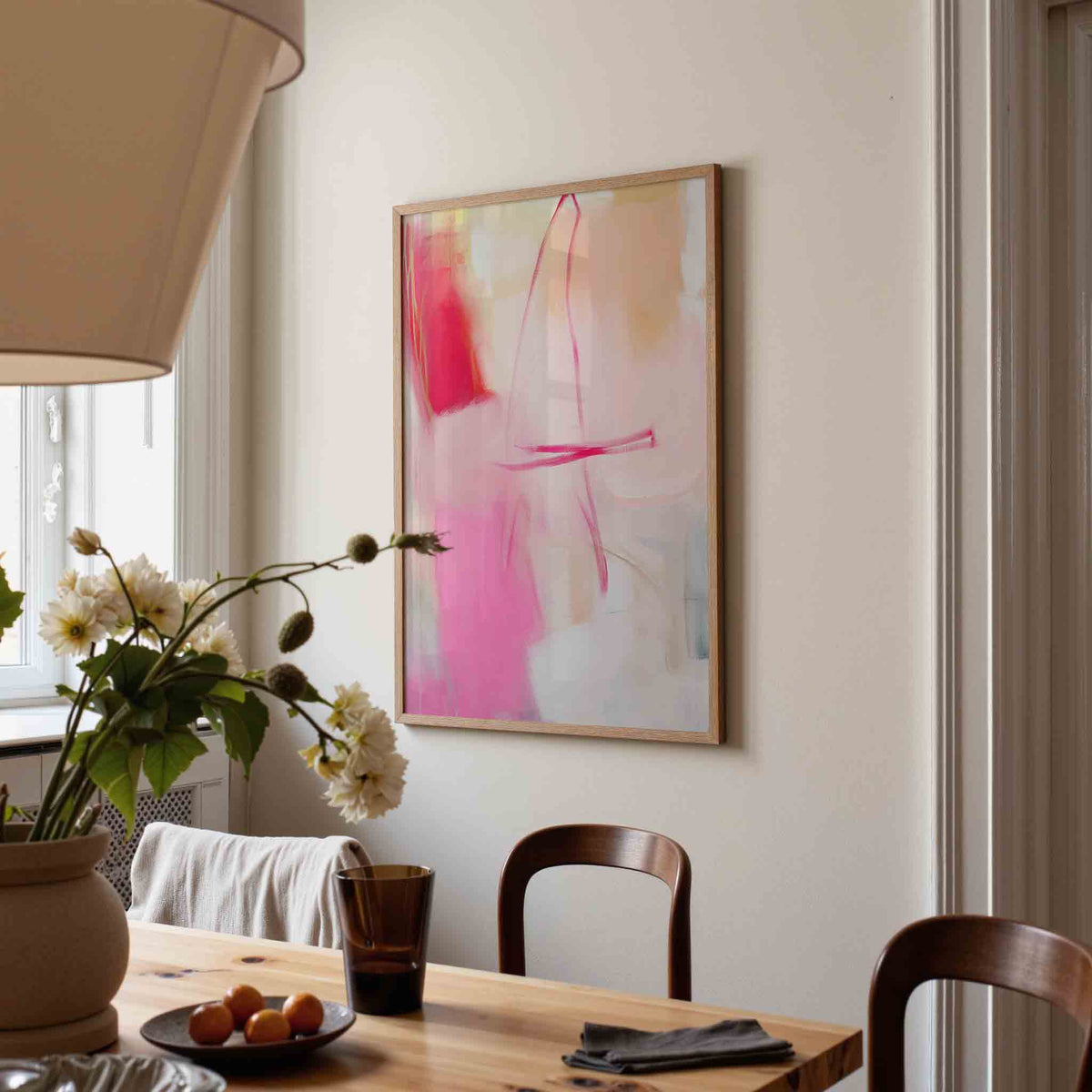 Abstracte roze vormen – kunst en design poster in portret formaat