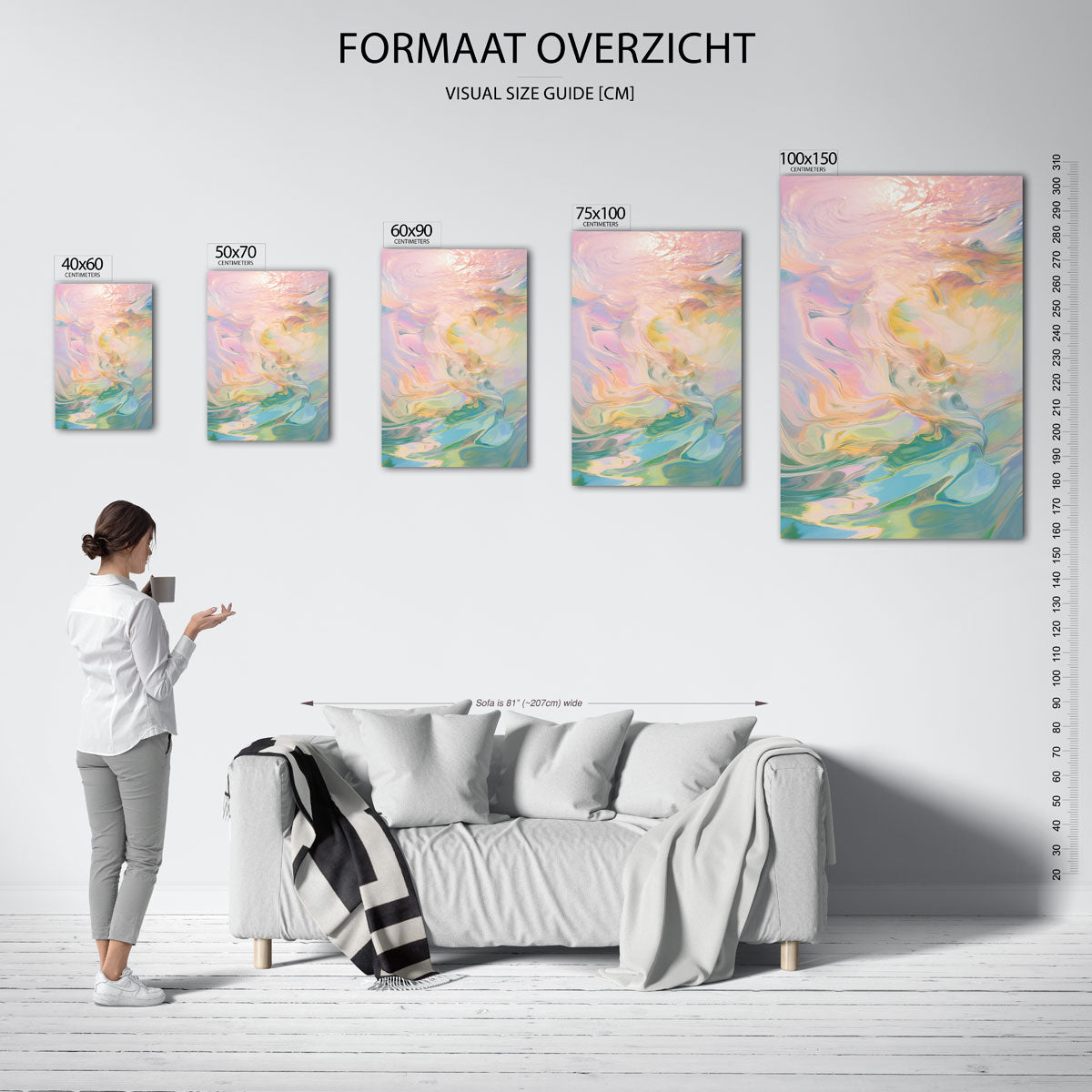 Vloeiende kleurencompositie – Editie 4 – moderne staande wandkunst