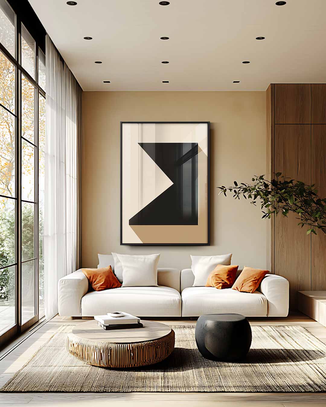 Geometrische Schaduw – staande wandkunst voor woonkamer of interieur