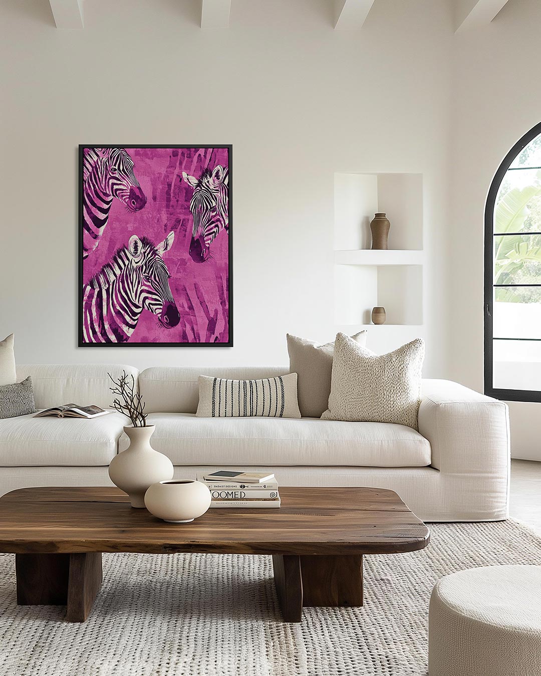 Zebra's in levendige tinten – staand wanddecoratie kunstwerk