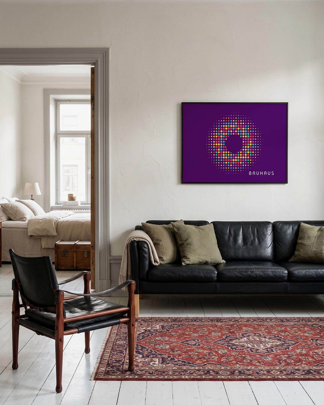 Cirkelvormige kleurvlakken – geometrische Bauhaus poster in liggend formaat