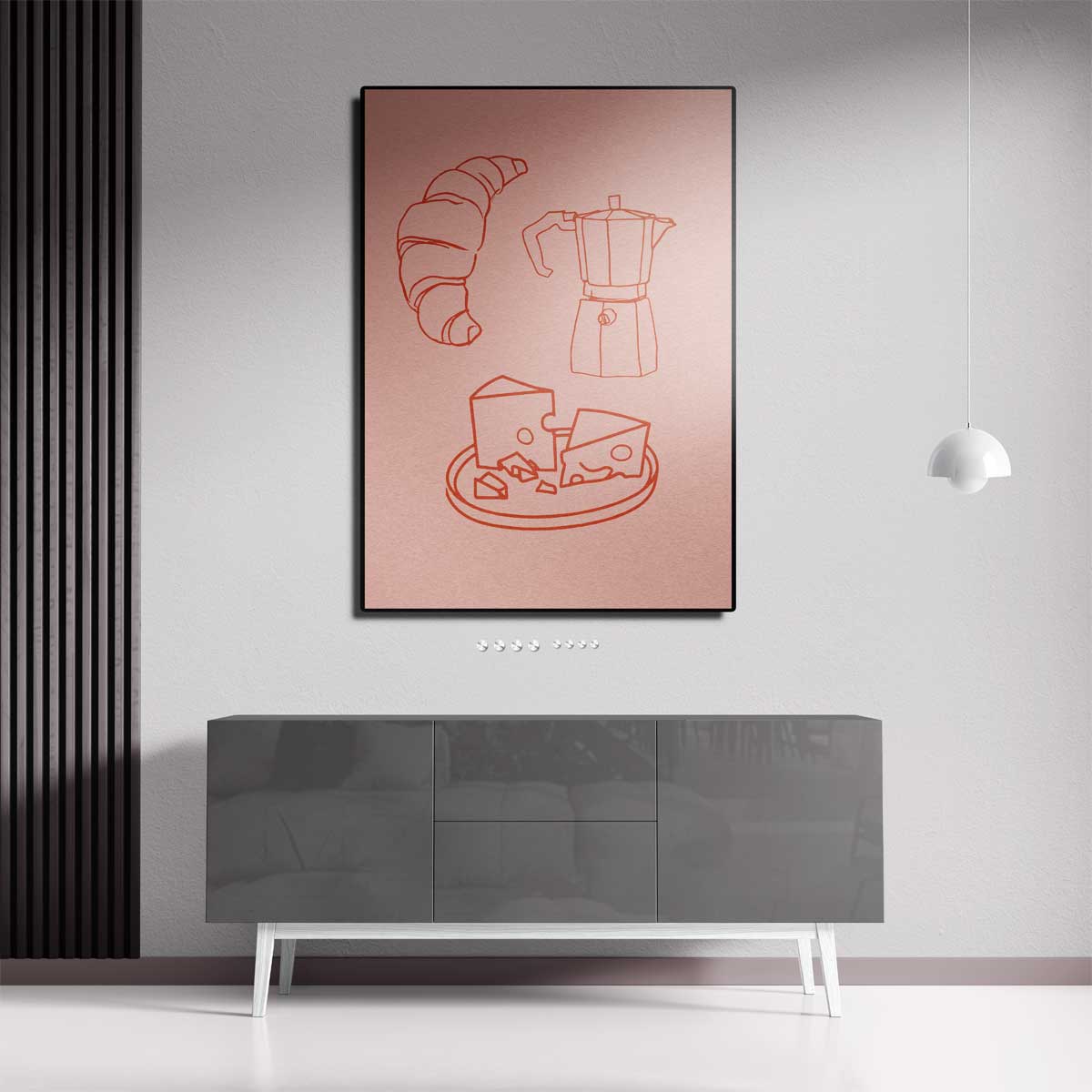 Ontbijt in Lijntekeningen – canvas kunstwerk als wanddecoratie