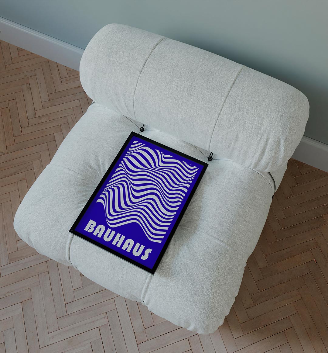 Golvend lijnenspel – staande Bauhaus poster voor aan de muur