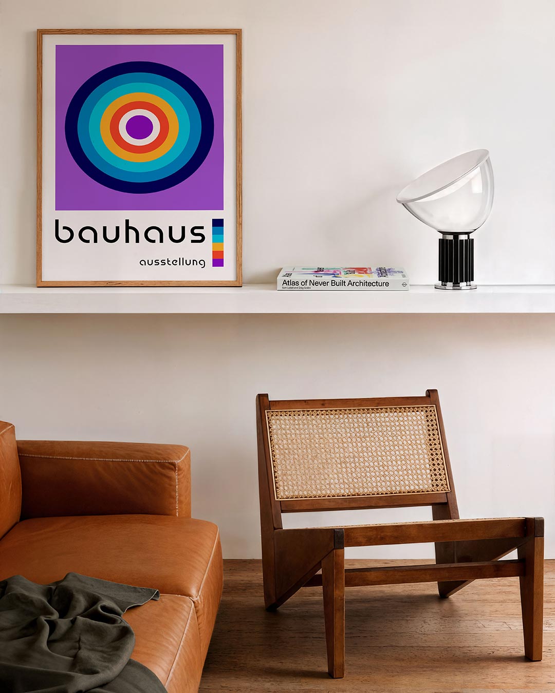 Cirkelvormen en kleur – staande Bauhaus poster voor aan de muur