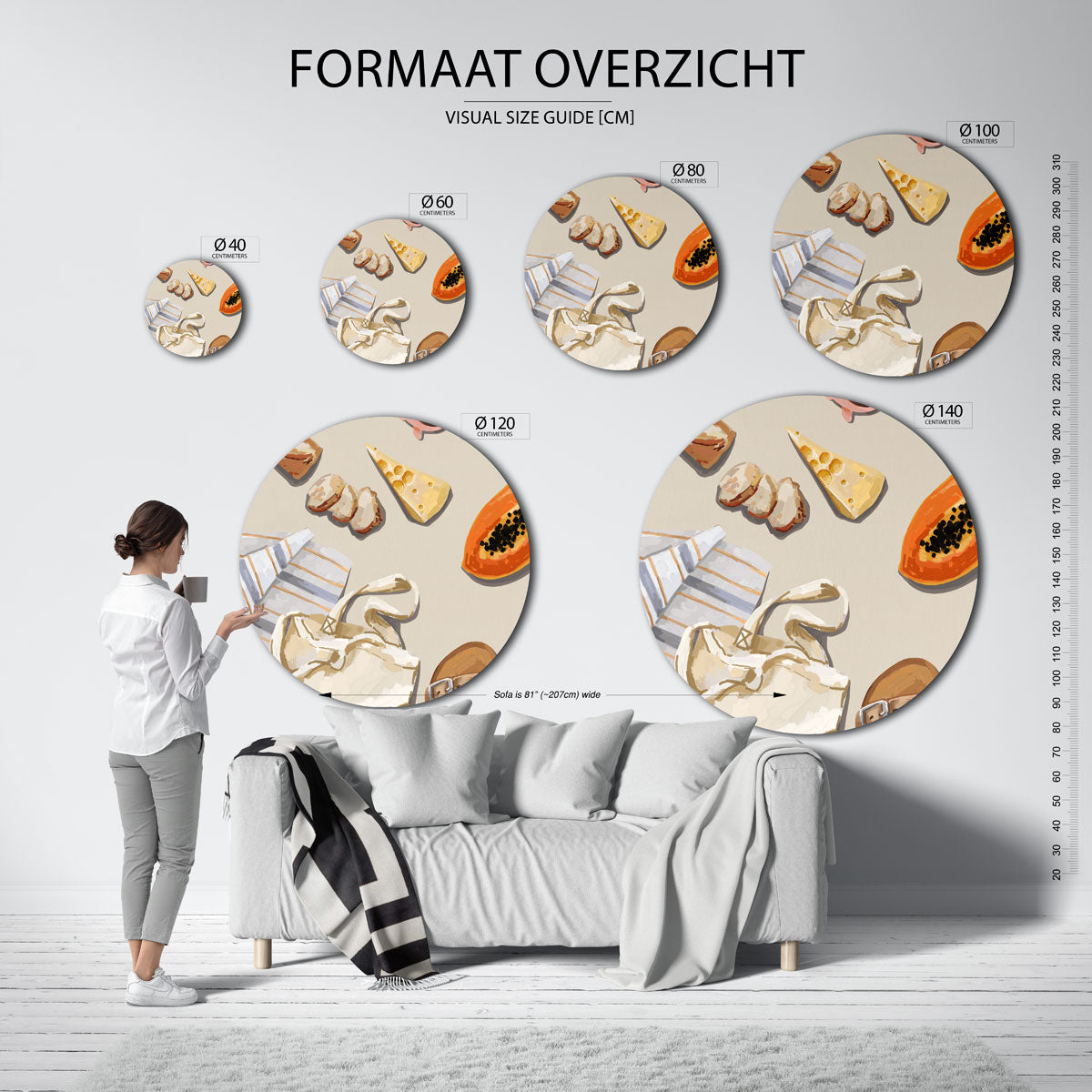Eten en accessoires – abstracte wandkunst als muurcirkel van WallArtistic