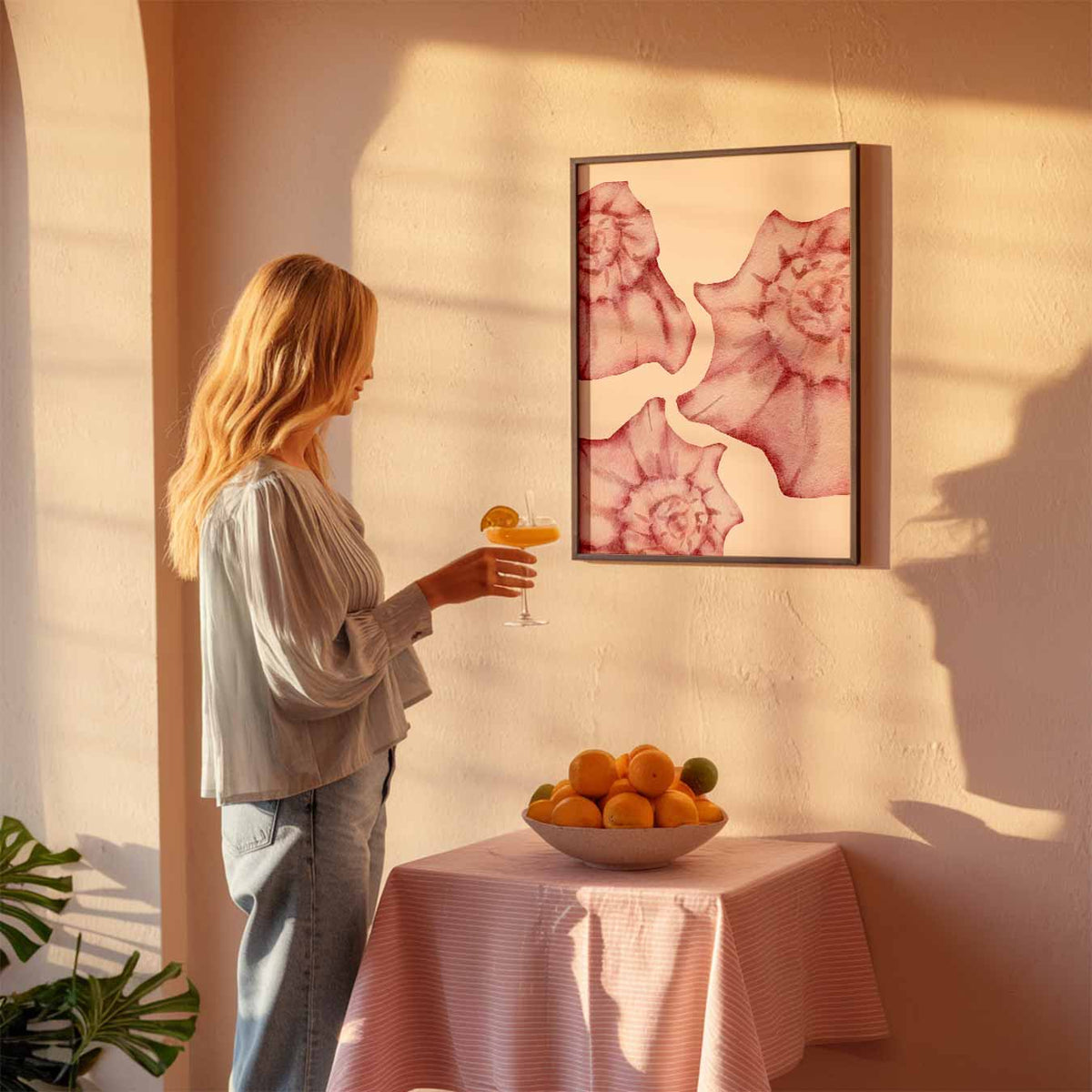 Roodpaarse Schelpen – zeedierenposter als moderne staande wanddecoratie