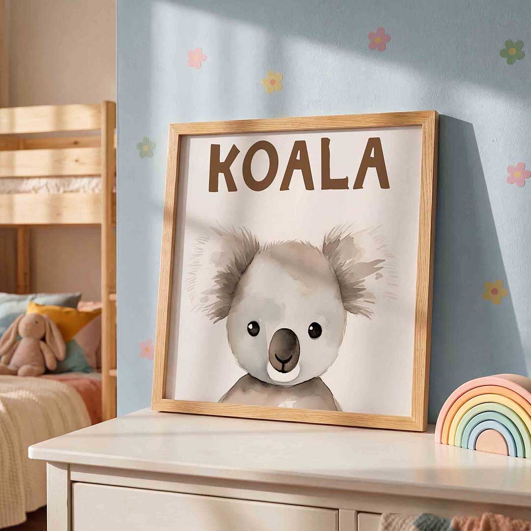 Koala – speelse wandkunst als vierkante kinderposter