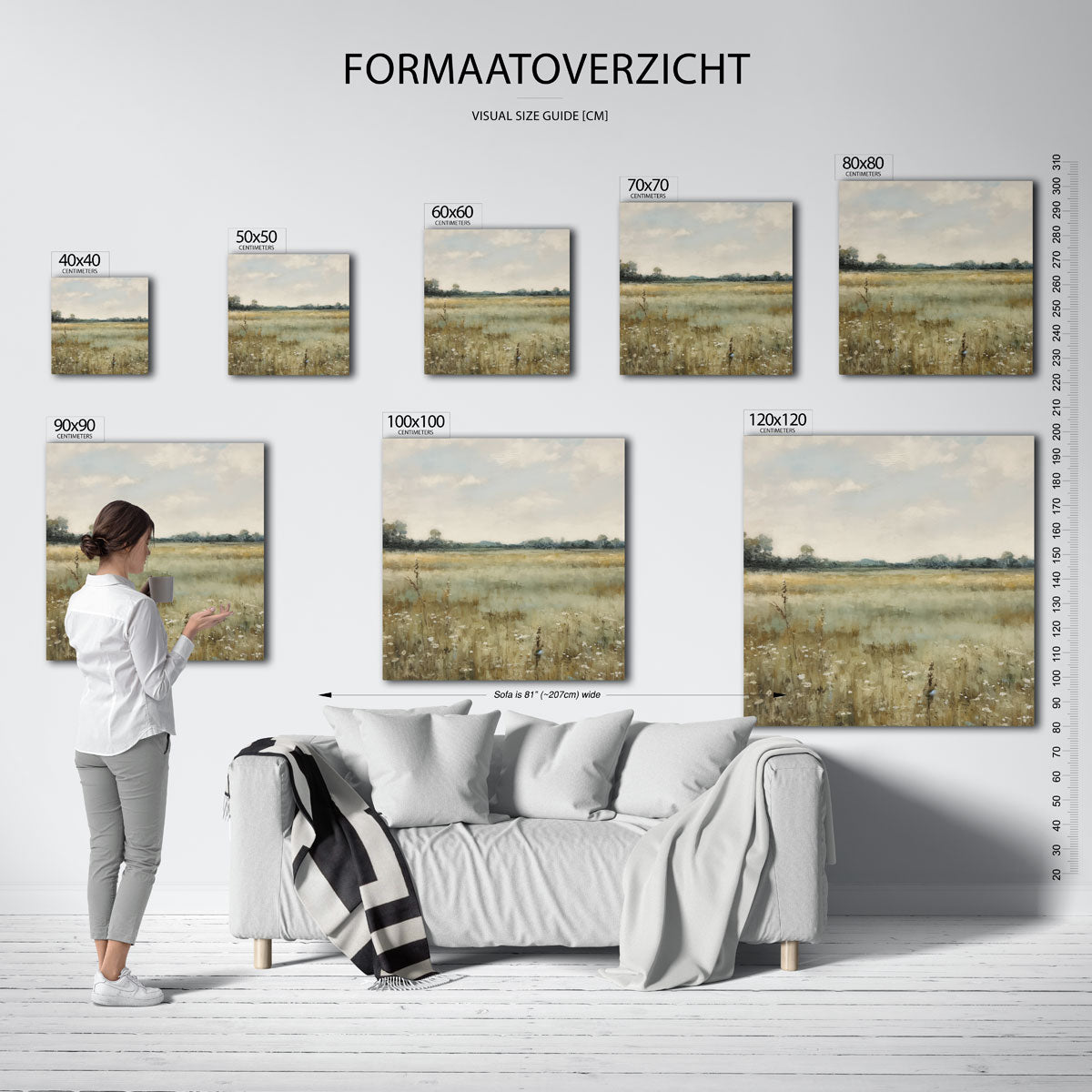 Landschap met bloemen – vierkante muurposter met vintage uitstraling