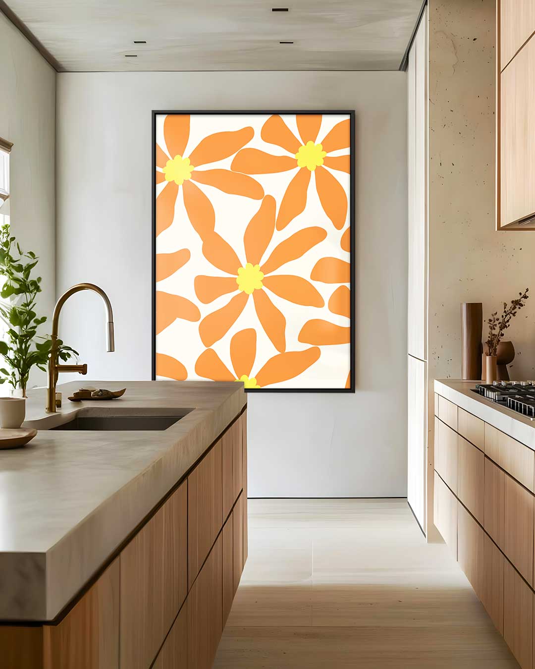 Bloemenpracht in Oranje – plexiglas wanddecoratie in portret formaat