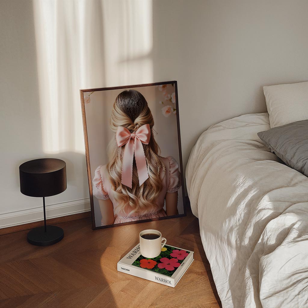 Elegante Roze Strik – staande Popart wanddecoratie van WallArtistic