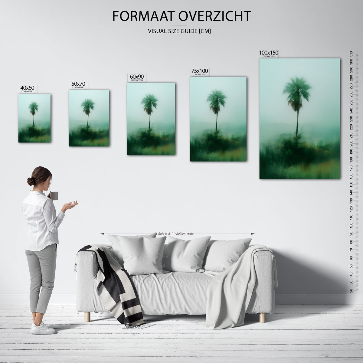 Verstilde palmboom – staand wanddecoratie kunstwerk