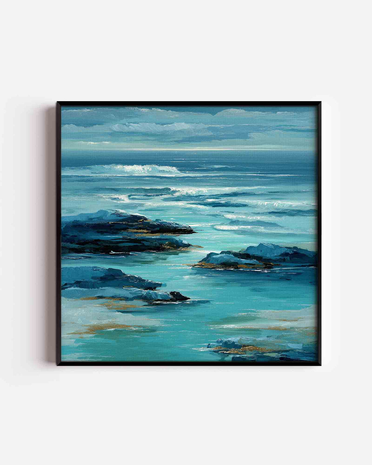 Golvende zee – abstracte vierkante poster als wanddecoratie