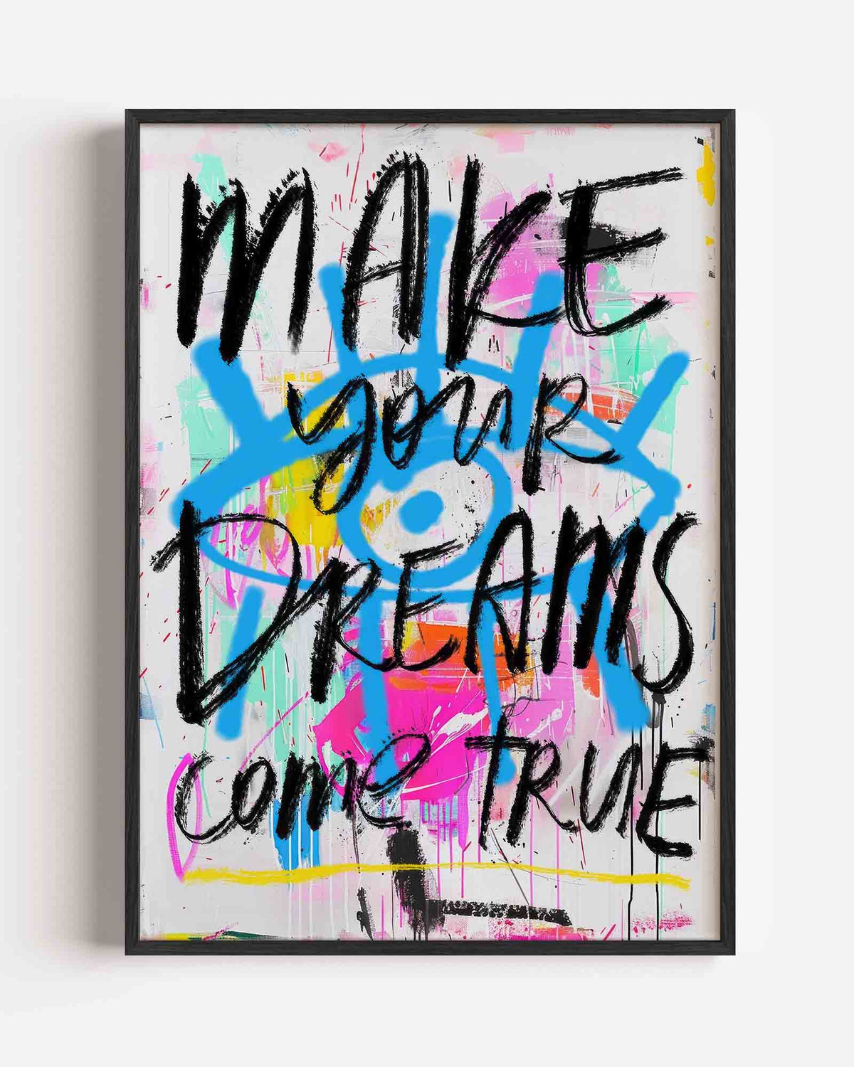 Make your dreams – kleurrijke illustratie portret poster als wanddecoratie