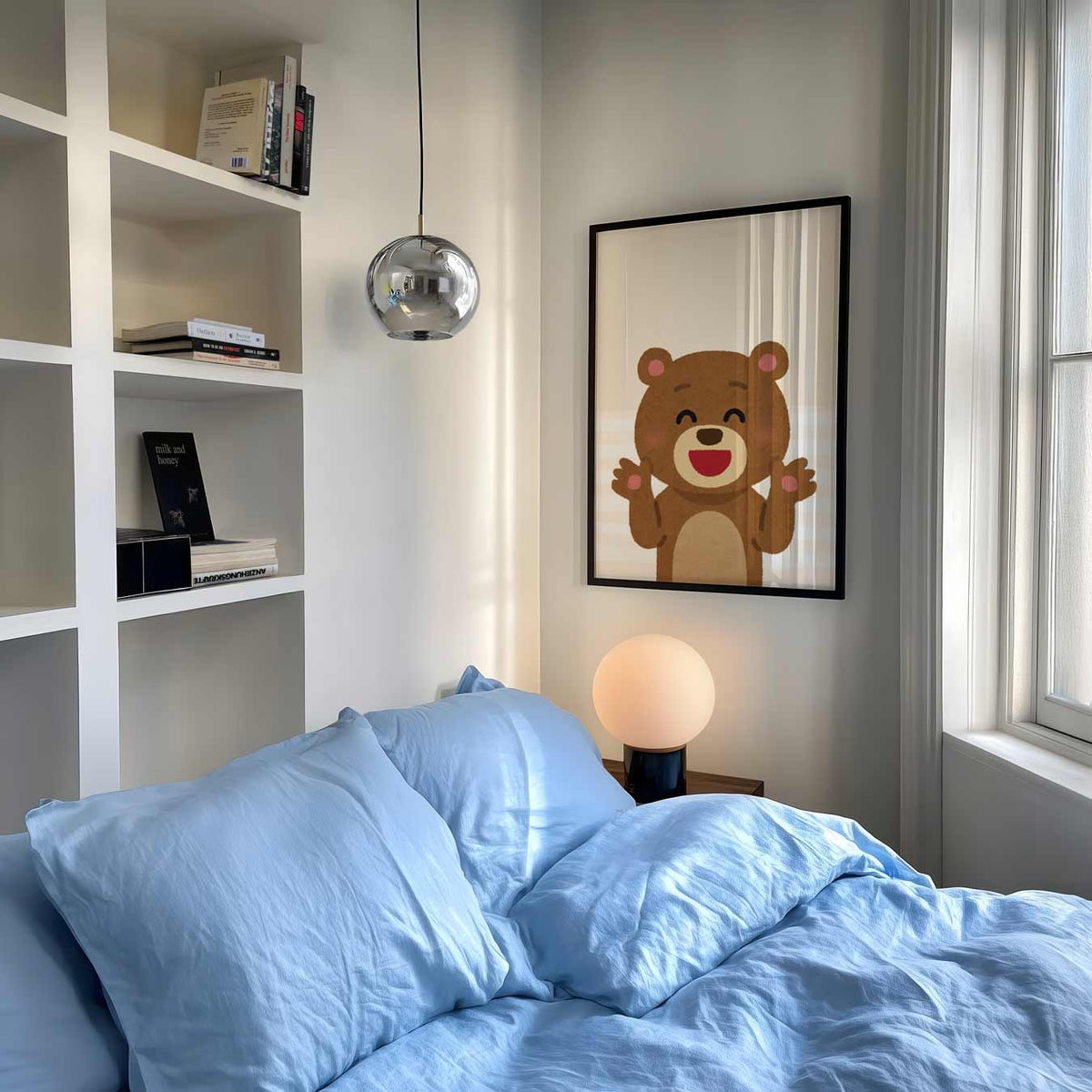 Vrolijke Knuffelbeer – speelse wandkunst als portret kinderposter