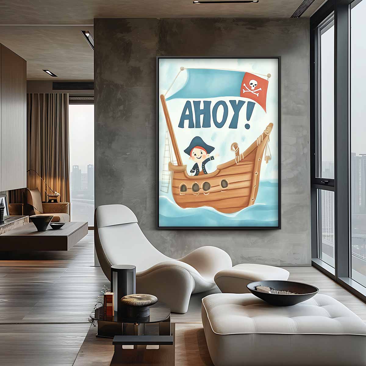 Piratenpret op Zee – canvas wanddecoratie in portret formaat