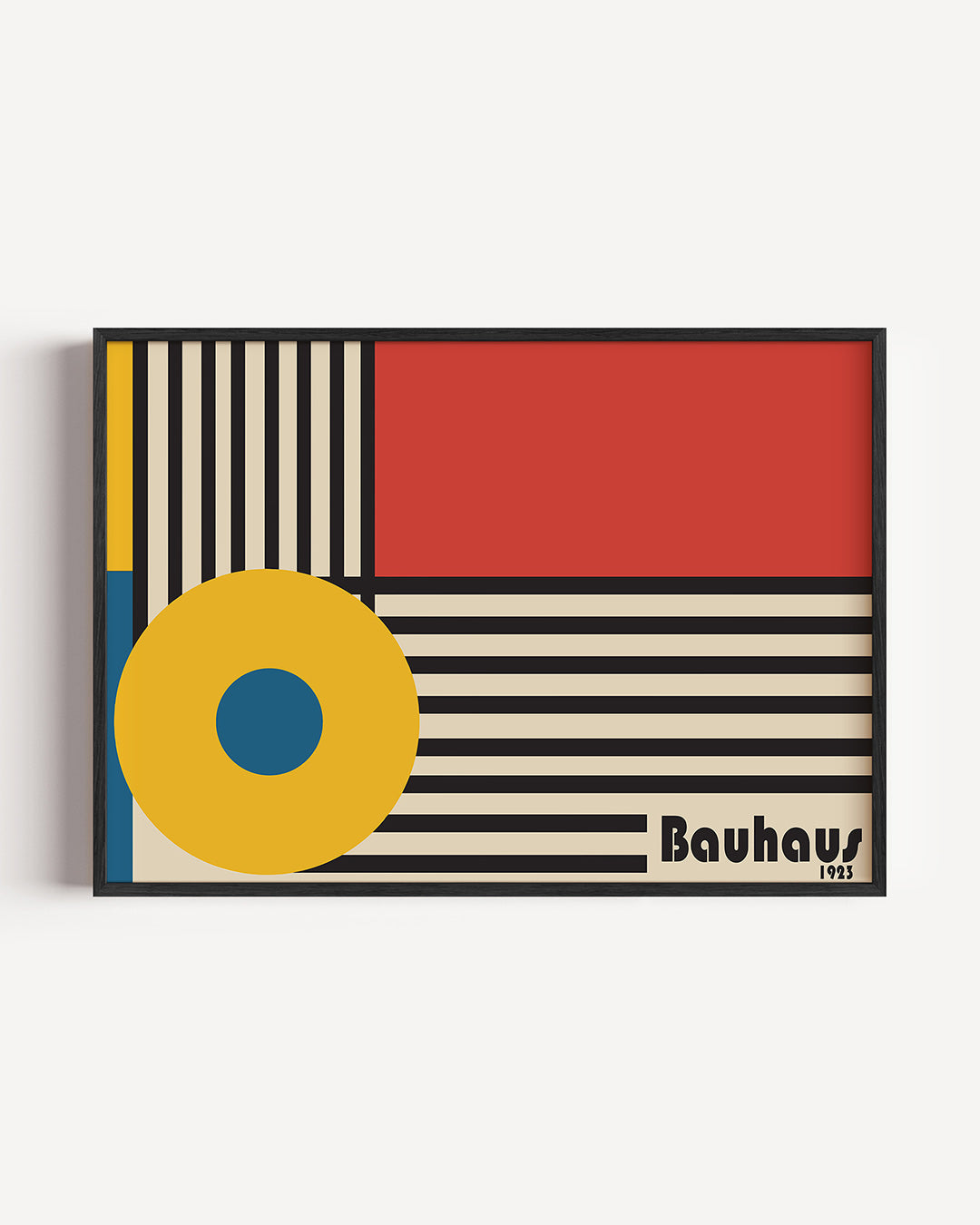 Lijnen en kleurvlakken – liggende Bauhaus poster als wanddecoratie
