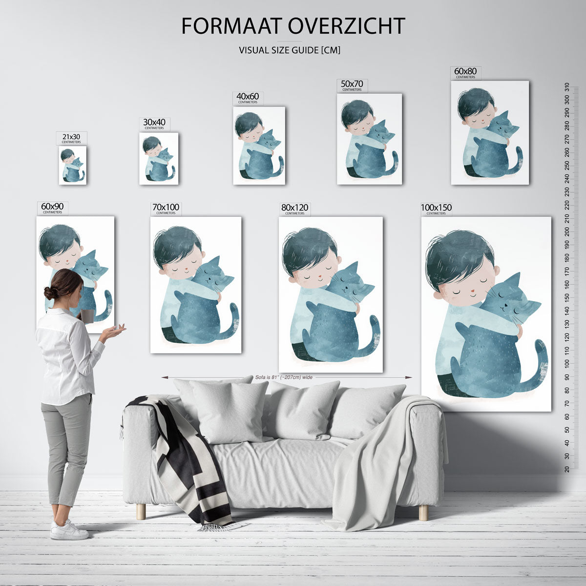 Kind met kat – staande muurposter voor de kinderkamer