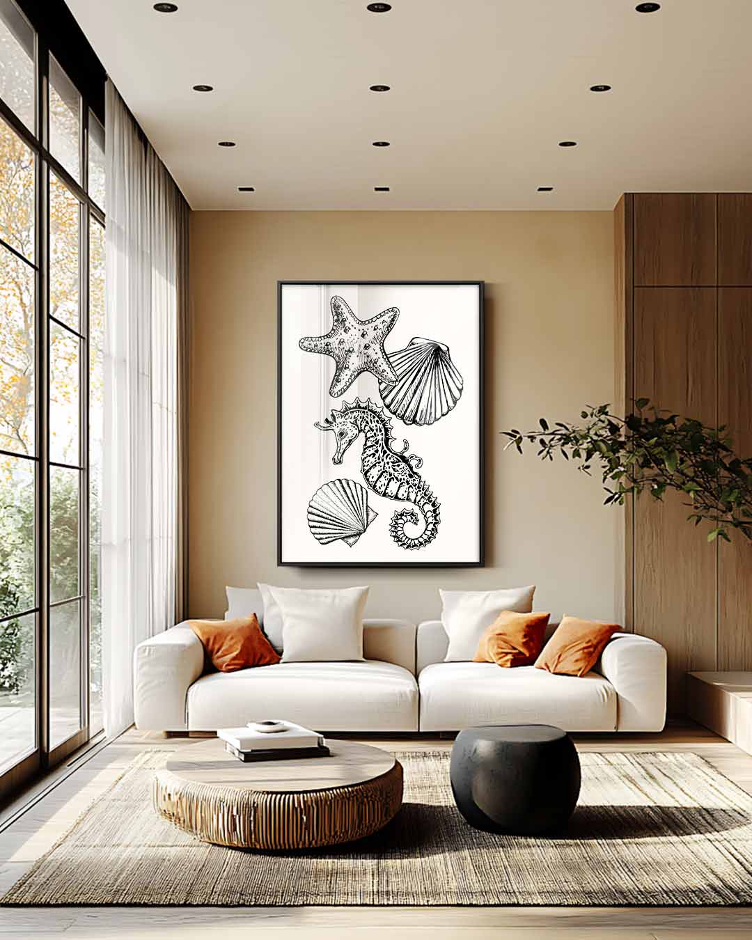 Zeeschatten Illustratie – staand kunstwerk voor modern interieur