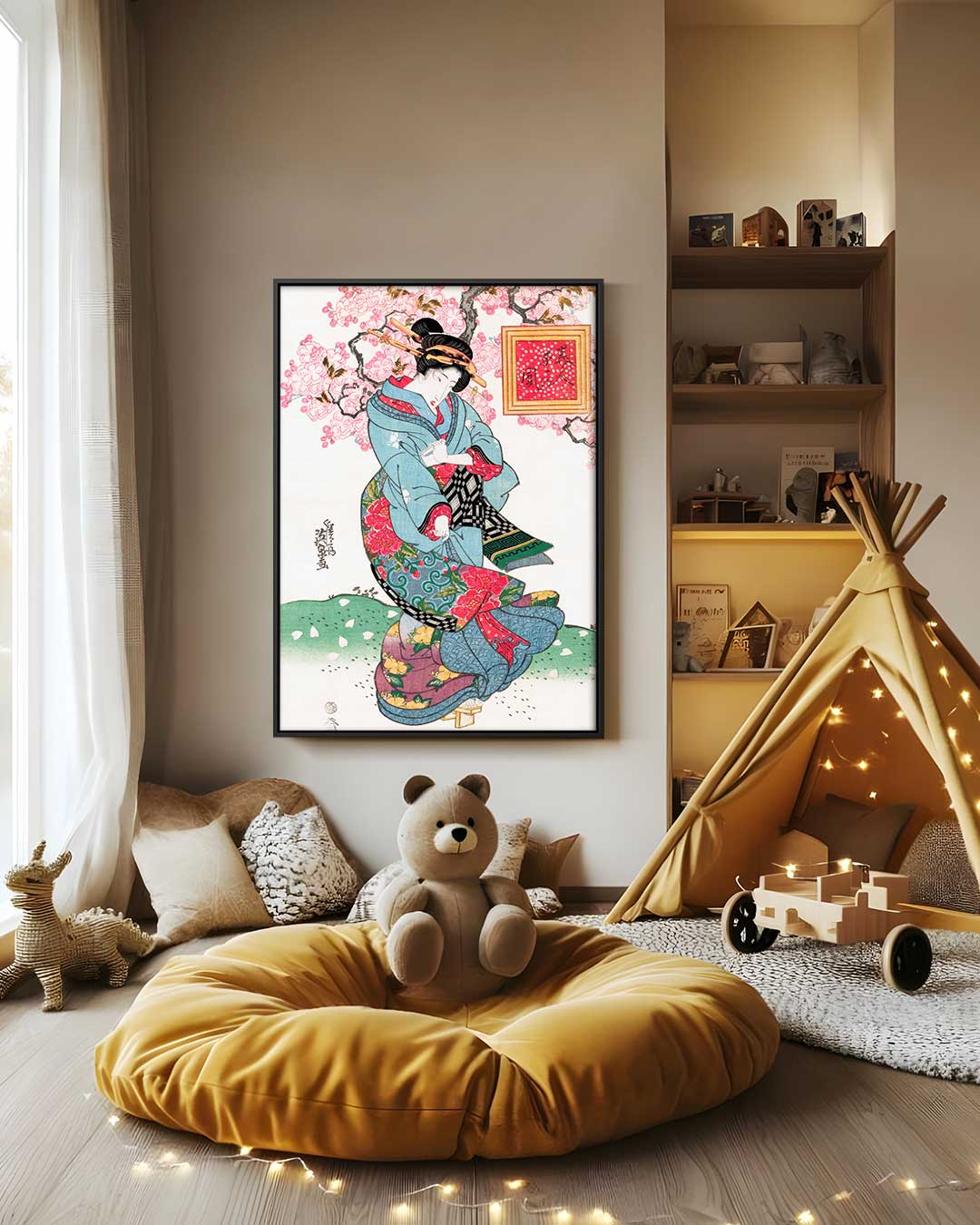 Japanse Tuin Bloemenprint – staand kunstwerk voor modern interieur