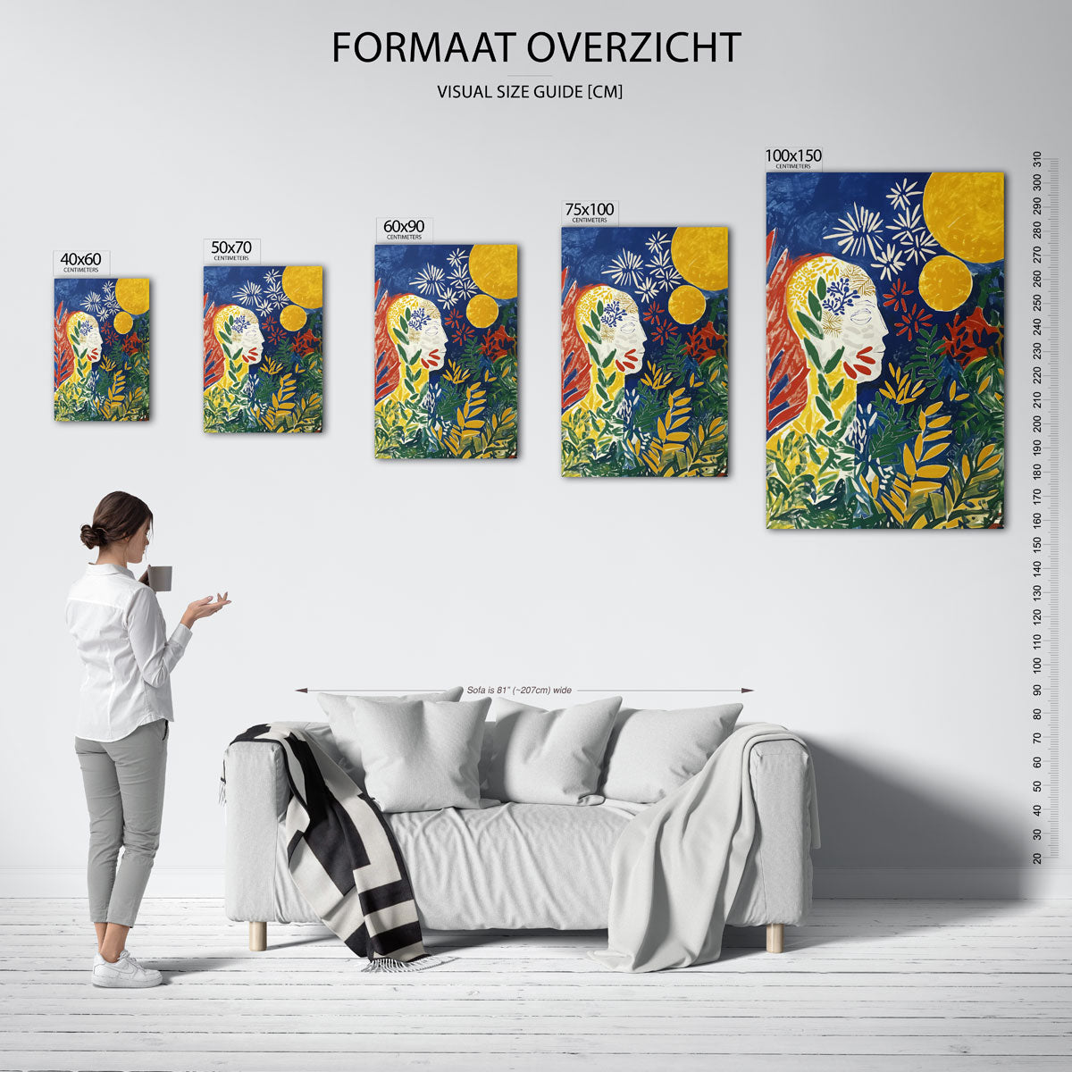 Kleurrijke natuurelementen – moderne staande wandkunst