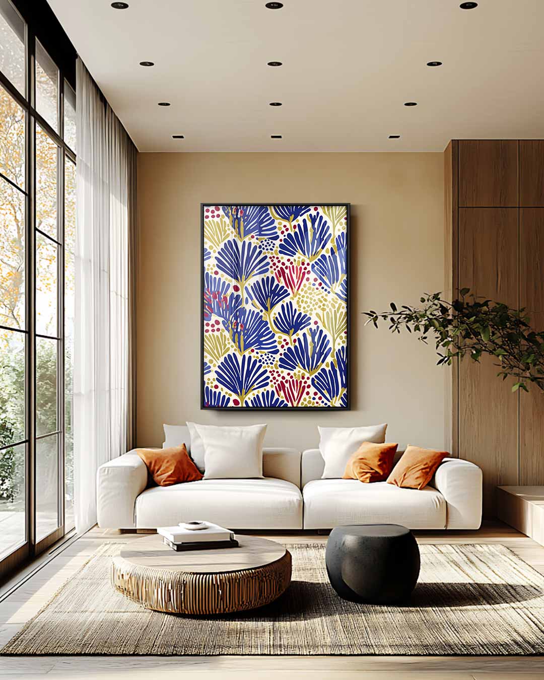 Boho bladerenpatroon – staande wandkunst voor woonkamer of interieur