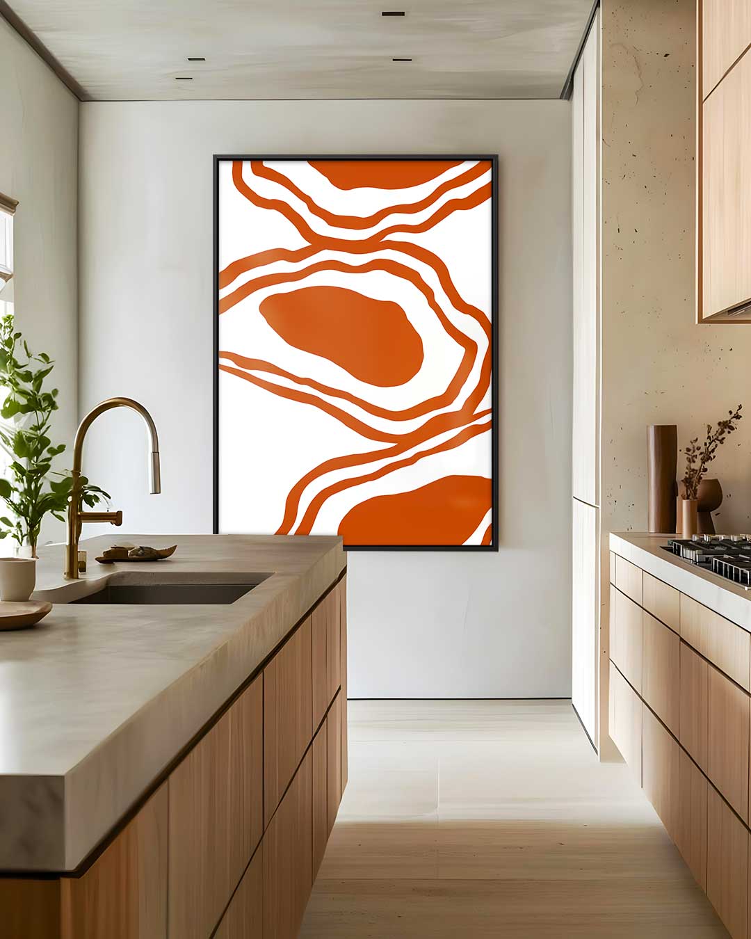 Organische Roodbruine Contouren – staand kunstwerk voor modern interieur