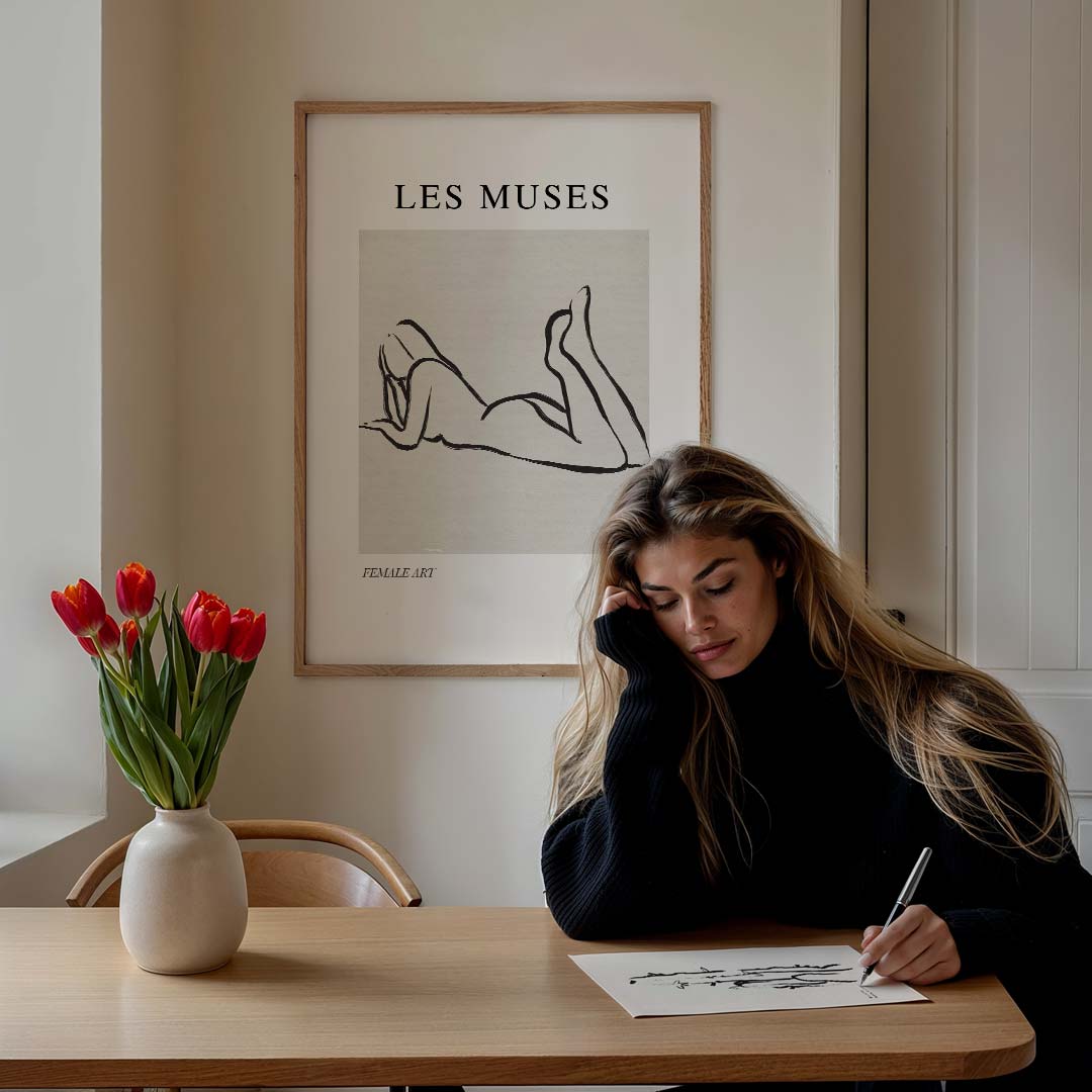 Les Muses Kunstposter – lijntekening poster in staand formaat