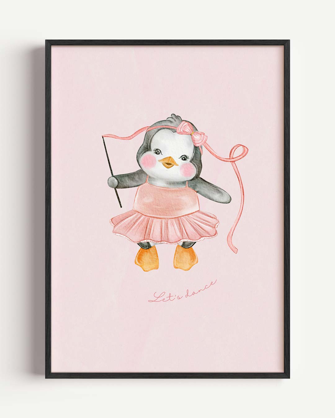Dansende Pinguïn – kids portret poster als wanddecoratie