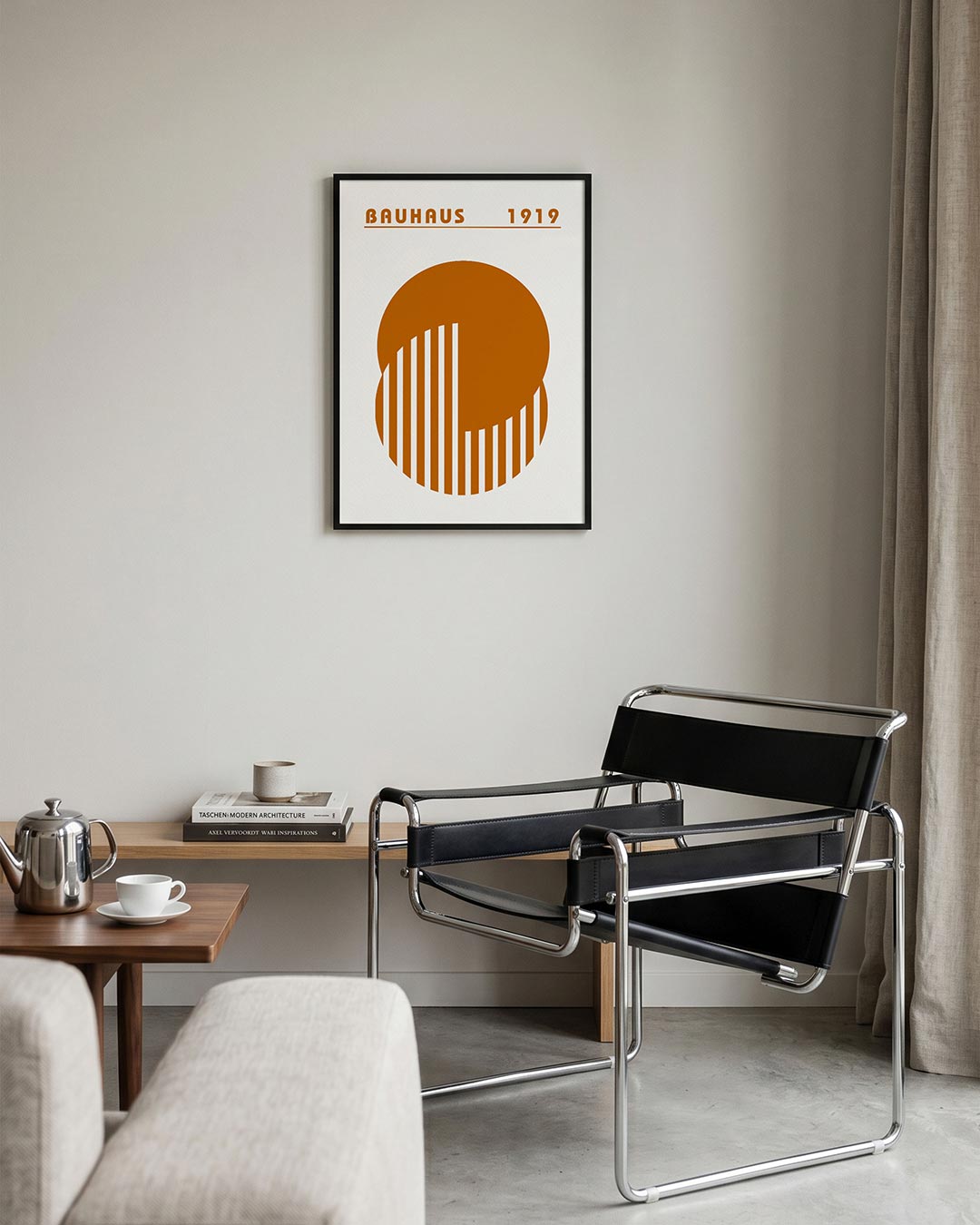 Cirkel en lijnen – geometrische Bauhaus poster in staand formaat